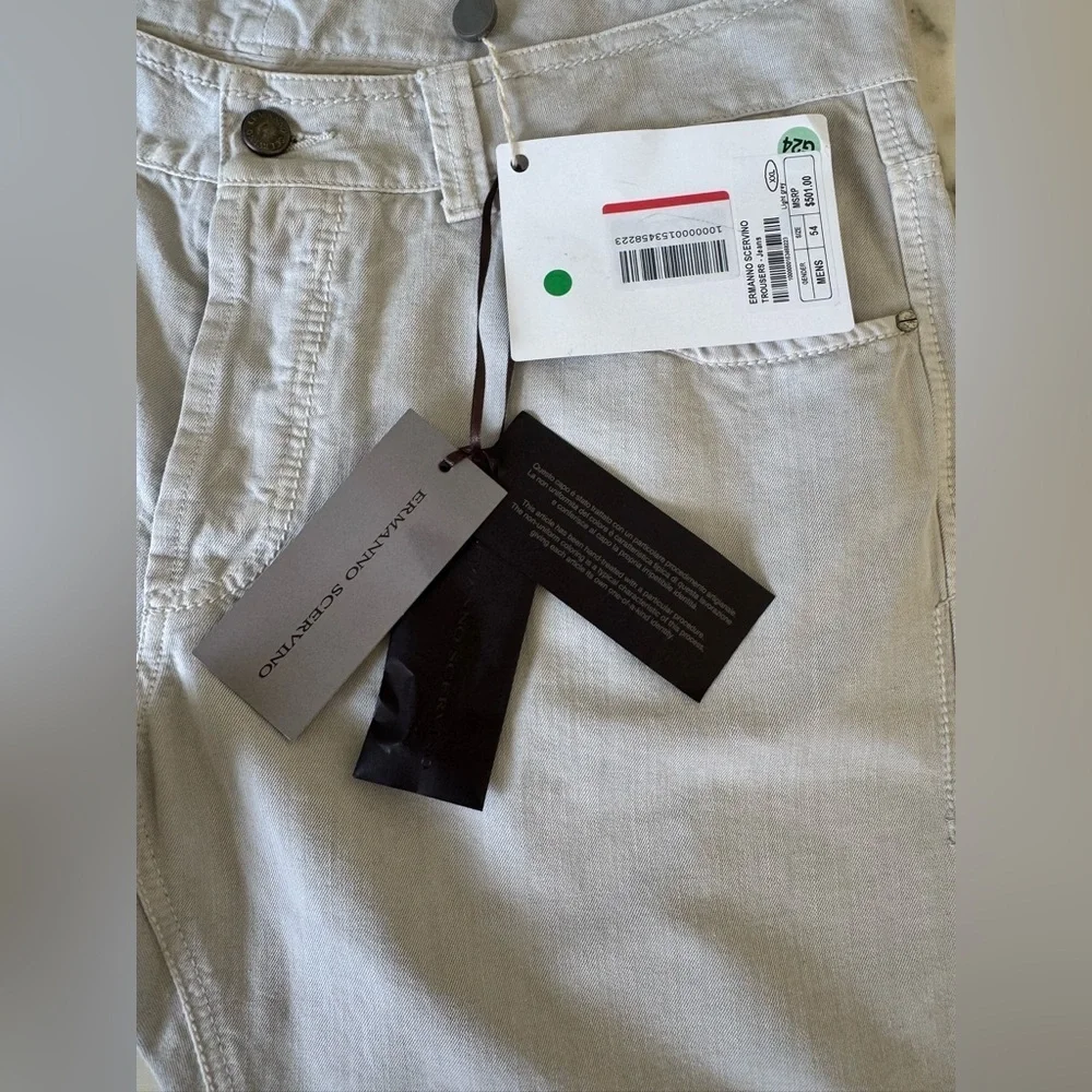 NWT ERMANNO SCERVINO Grey Jeans Cool Leather and Metal brand tag on back IT54 - Picture 10 of 12